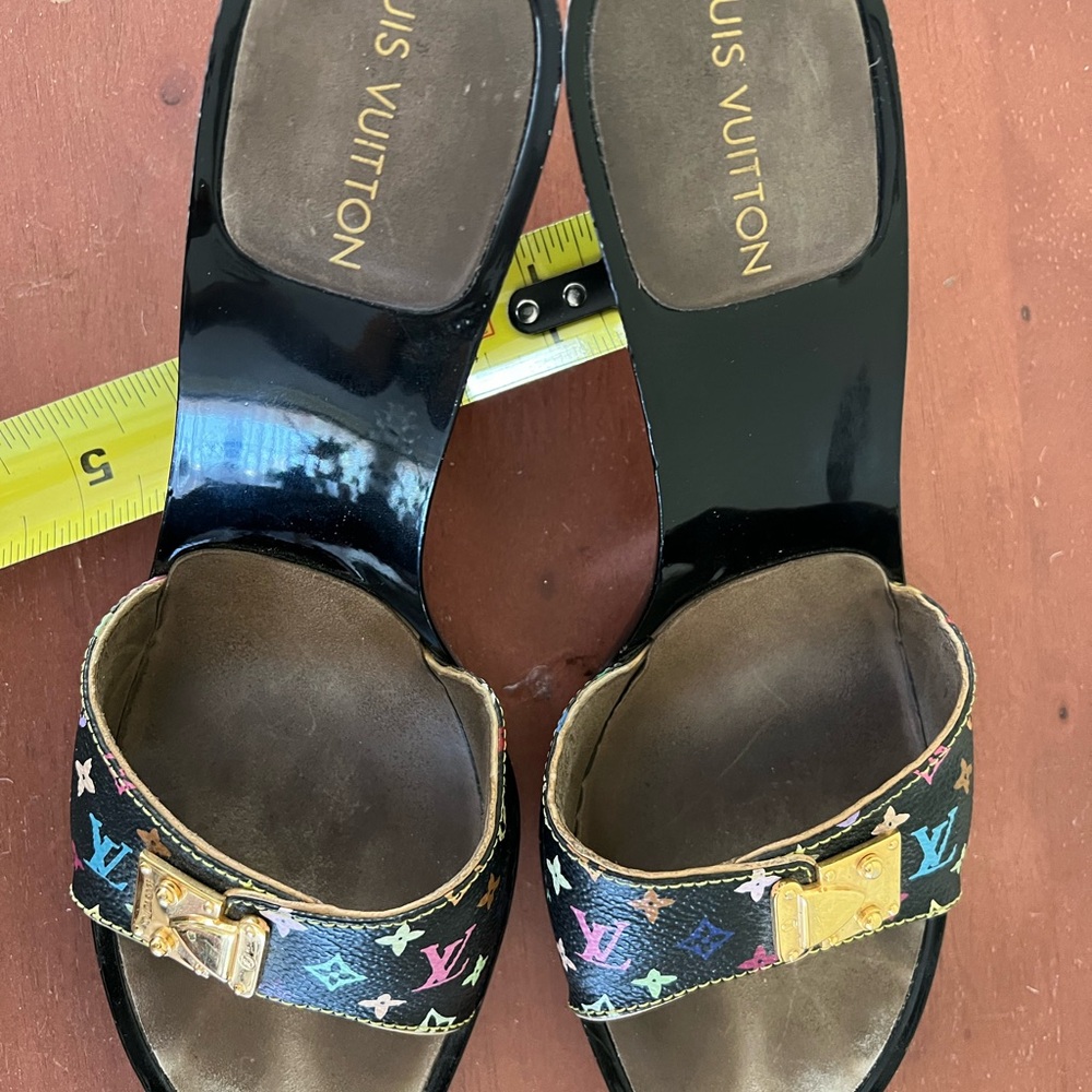 Vintage Louis Vuitton Leather Sandals multi colored black size 38